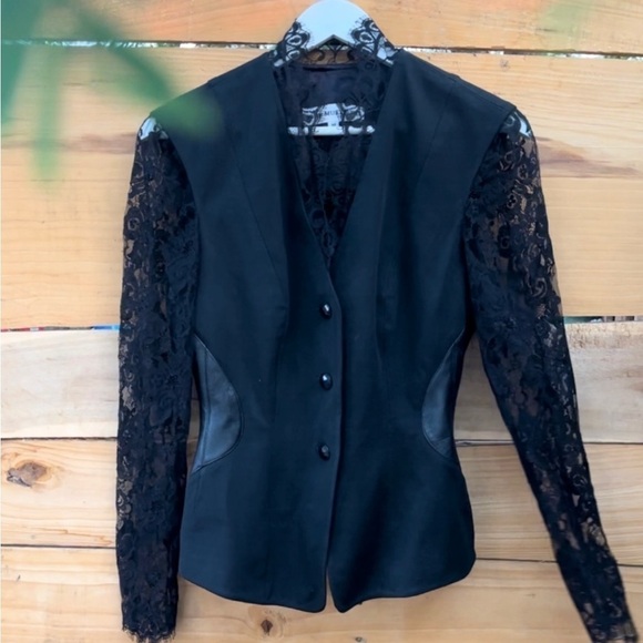 JOHN MURROUGH | Lace Nylon Leather Blazer Jacket M - Picture 4 of 8